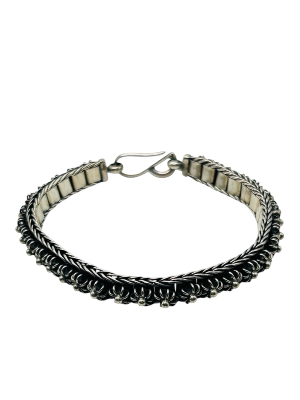 Vintage Bali Sterling Woven Floral Bracelet